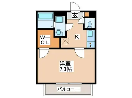 アムール相模が丘(1K/2階)の間取り写真