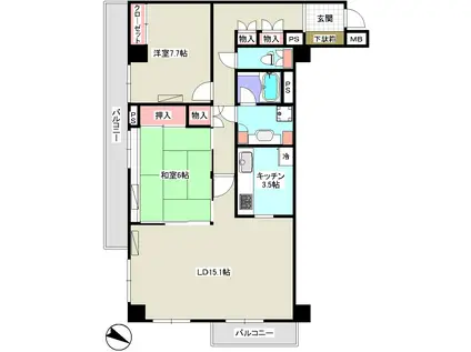 ライフコア押上(2LDK/4階)の間取り写真