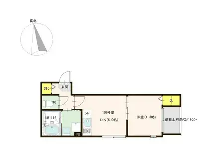 ブランシェ志茂(1DK/1階)の間取り写真