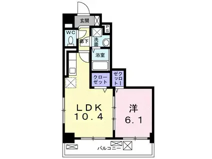 ハッピーメゾン VI(1LDK/4階)の間取り写真