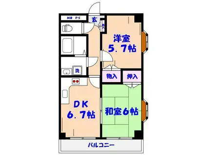 エクステリアうだがわビル(2DK/4階)の間取り写真