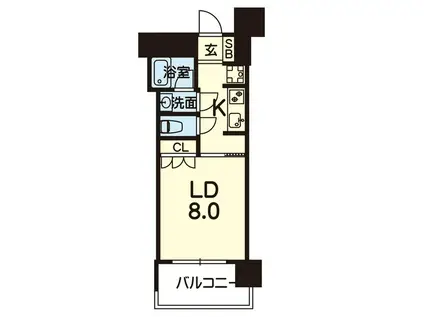 RJRプレシア熊本駅前(1K/11階)の間取り写真