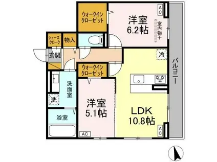 D-セアリス椿森(2LDK/3階)の間取り写真