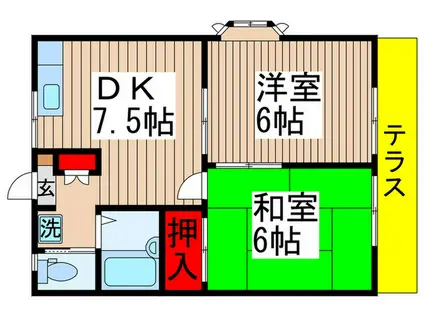 ルミエール勝田台(2DK/1階)の間取り写真
