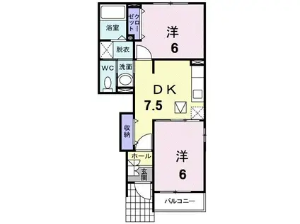 プリムローズ(2DK/1階)の間取り写真