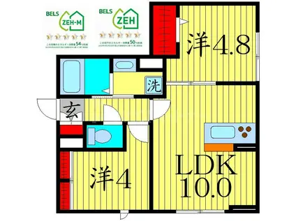 グラナーデ氷川町(2LDK/1階)の間取り写真