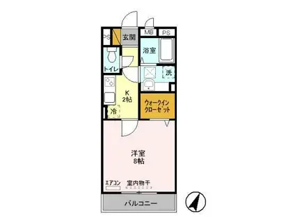 グランメール(1K/2階)の間取り写真