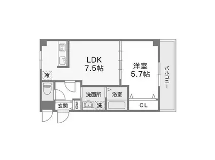シロハイヌ西難波(1LDK/4階)の間取り写真
