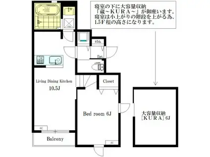 RIVIERE POT(1LDK/1階)の間取り写真