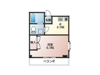 フォレスト(ワンルーム/2階)の間取り写真