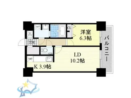 Dグラフォート札幌ステーションタワー(1LDK/9階)の間取り写真