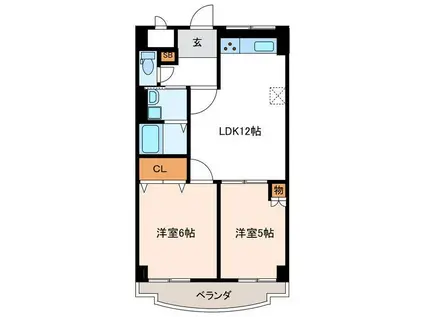 カーサ天王崎(2LDK/7階)の間取り写真