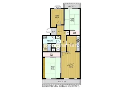 丸山台ハイツ3 405(3LDK/4階)の間取り写真