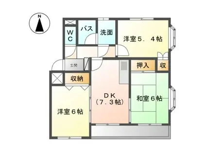 テラローザ(3DK/2階)の間取り写真