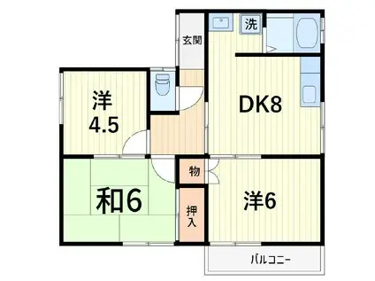 KKトーキョー(3DK/2階)の間取り写真