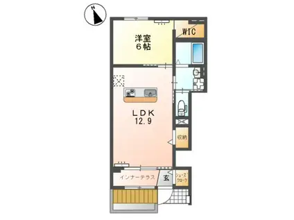 一宮町アパート(1LDK/1階)の間取り写真