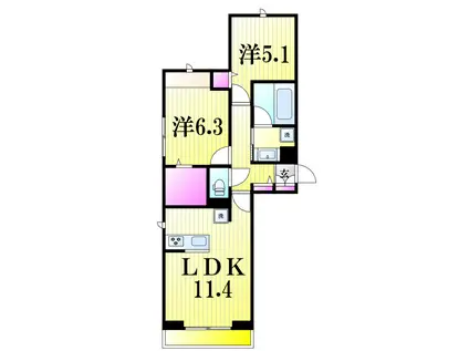 グリーンヴィラ ピッケル(2LDK/1階)の間取り写真