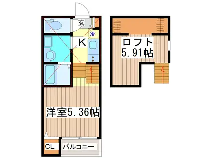 カーサ フィオーレW(1K/2階)の間取り写真