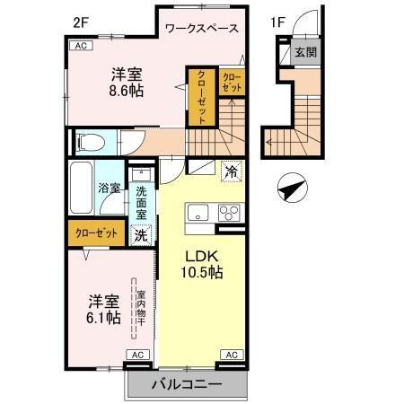 WISTERIA III(2LDK/2階)の間取り写真