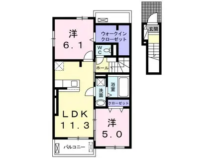 カルマーティI(2LDK/2階)の間取り写真