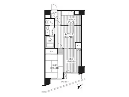 関寅ビル第1(2DK/5階)の間取り写真