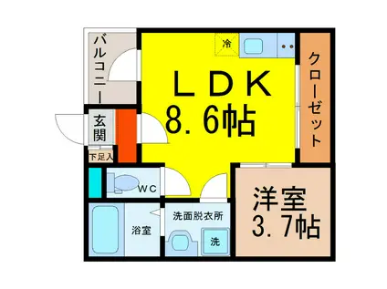 さくらハイツ(1LDK/2階)の間取り写真