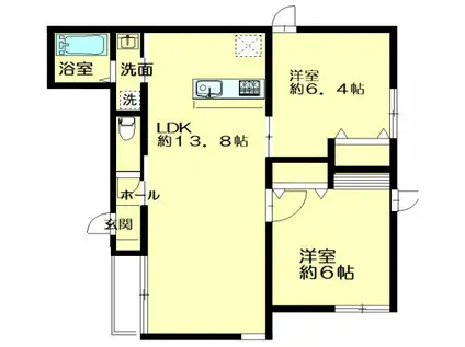 アメリ若林駅前(2LDK/3階)の間取り写真