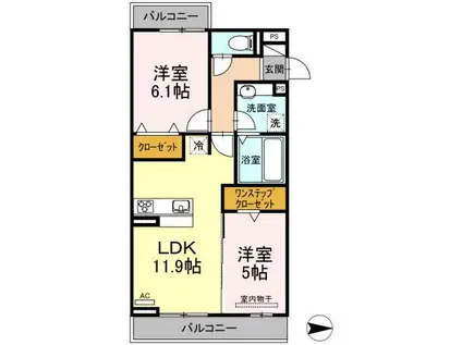 D-グレイス B(2LDK/2階)の間取り写真
