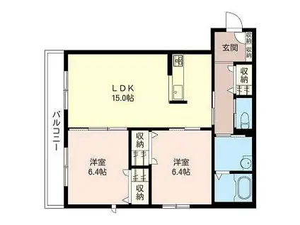 ミントリーフ(2LDK/1階)の間取り写真