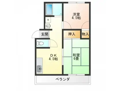 エステートピアひまわり3(2DK/1階)の間取り写真