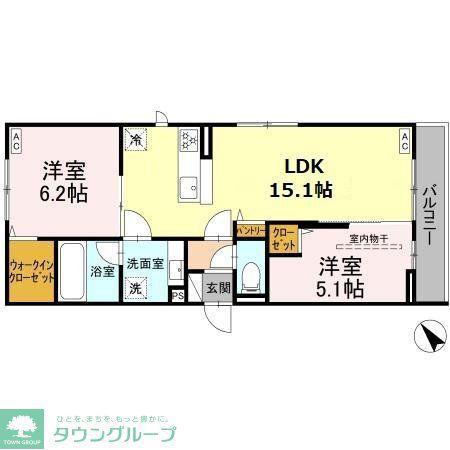 シャルムコート(2LDK/2階)の間取り写真