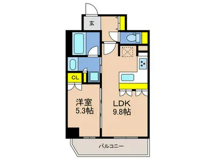 リーガル神戸三宮II(1LDK/15階)の間取り写真