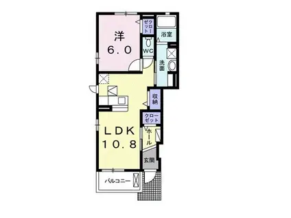 グリシーヌ.ラ.ヴィーユ(1LDK/1階)の間取り写真