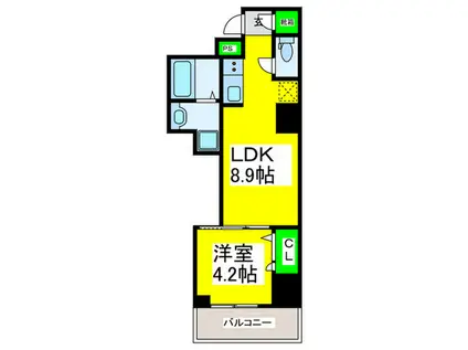 南秀苑えびす(1LDK/6階)の間取り写真
