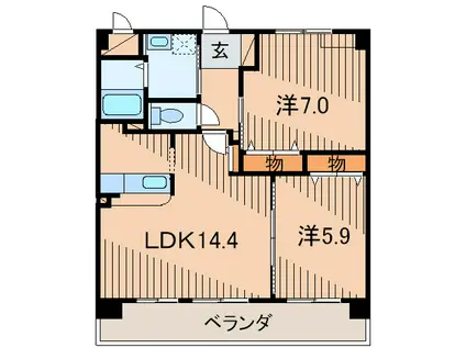 レジデンス口酒井(2LDK/3階)の間取り写真