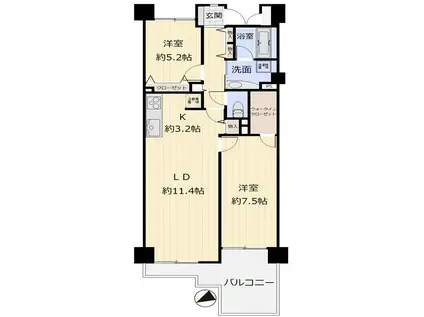 コスモ小竹向原メユール(2LDK/2階)の間取り写真