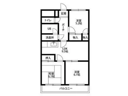 メゾンドUM(3LDK/5階)の間取り写真