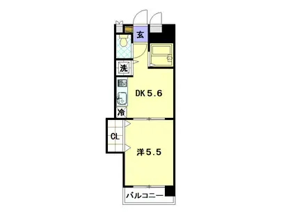 シャイニングスタービル(1DK/4階)の間取り写真