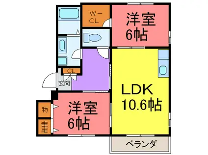 エスポワールF(2LDK/1階)の間取り写真