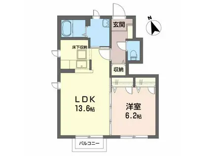 シャーメゾン杜(1LDK/1階)の間取り写真