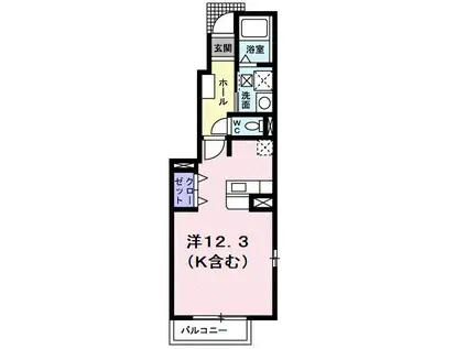 ＪＲ山陽本線 東福山駅 バス乗車時間：6分 最寄りバス停で下車 徒歩2分 2階建 築21年(ワンルーム/1階)の間取り写真
