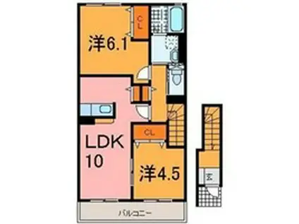 サンスーシー(2LDK/2階)の間取り写真