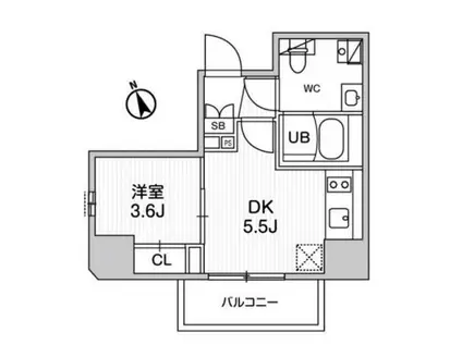 SYFORME江戸川橋(1DK/11階)の間取り写真