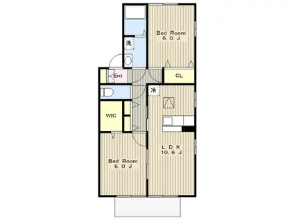 ヴィラ サンシャインI(2LDK/1階)の間取り写真