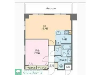 シャンティ住吉(1LDK/6階)の間取り写真