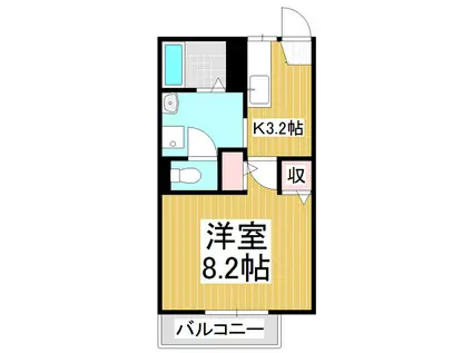 フレグランスプライム A(1K/2階)の間取り写真