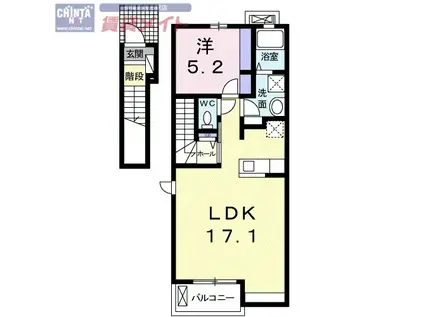 ガーデン・ヒル(1LDK/2階)の間取り写真