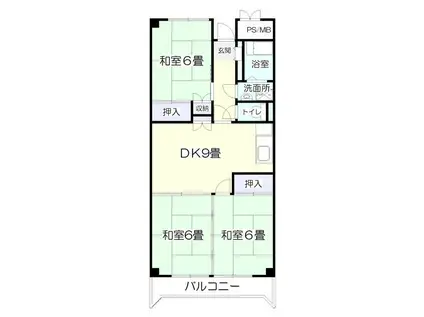 サンシティ・アベ(3DK/4階)の間取り写真