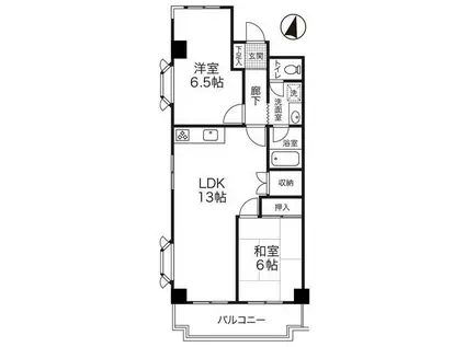 ウエルストン玉川(2LDK/1階)の間取り写真