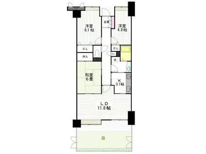 ダイアパレスアポロシティ21高砂参番館(3LDK/1階)の間取り写真
